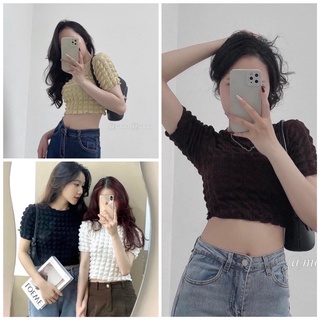 Áo crotop xốp ô vuông Nữ, crotop ôm BoDy tay ngắn mềm mại co giãn 4 chiều đủ màu