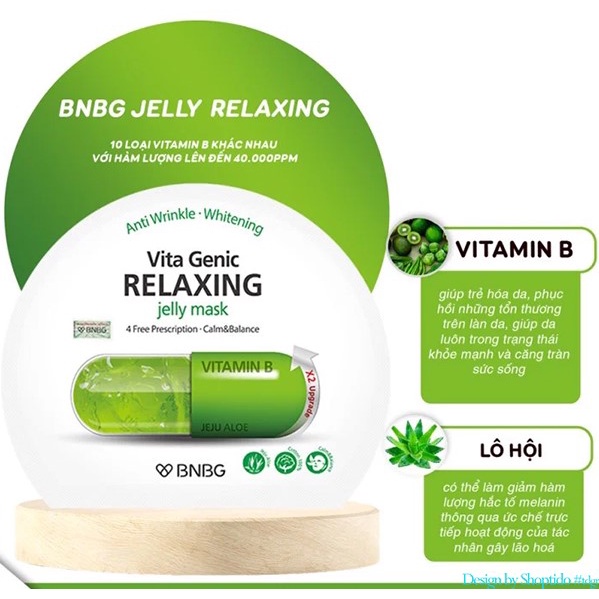 Combo 10 Mặt nạ BNBG thư giãn, phục hồi da Vita Genic Relaxing Jelly Mask 30ml NPP Tido88