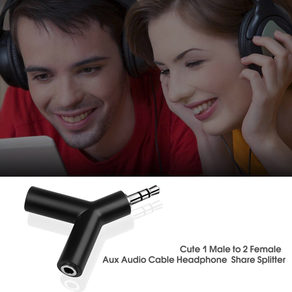 Đầu chia âm thanh KEBIDUMEI hình dạng nhánh cây 1 sang 2 đầu 3.5mm tiện dụng