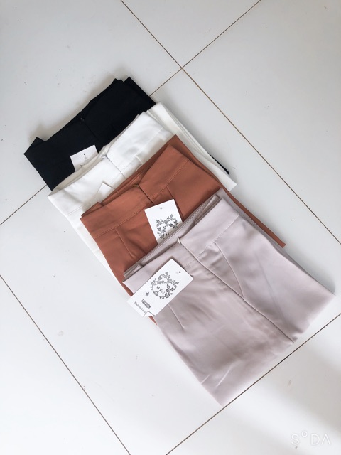 Quần ống rộng suông quần culottes nữ dài khoá sườn lưng cao