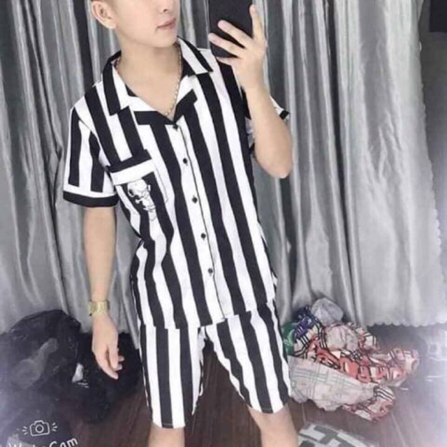 Bộ tù kẻ trắng đen cho nam và nữ