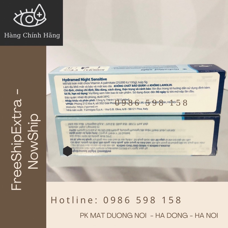 Mỡ tra mắt vitaminA Hydramed night sensitive5g