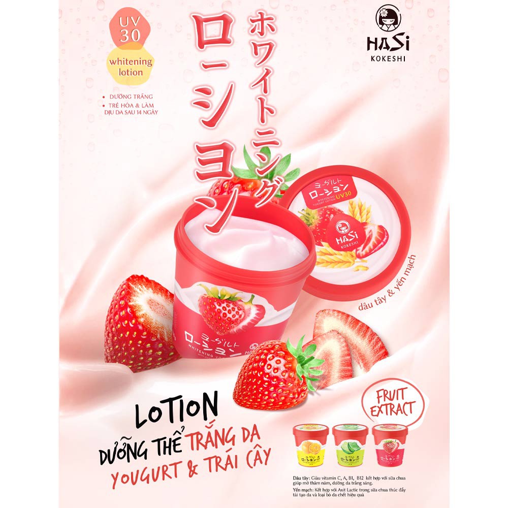 Lotion Dưỡng Thể Hasi Sáng Da Whitening Yogurt Lotion UV 30 180g