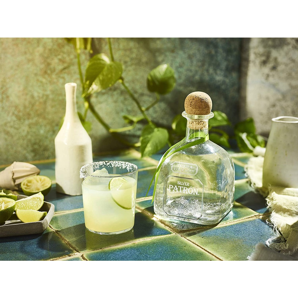 Vỏ chai Patron Silver vuông dày dặn xuất sứ Mexico
