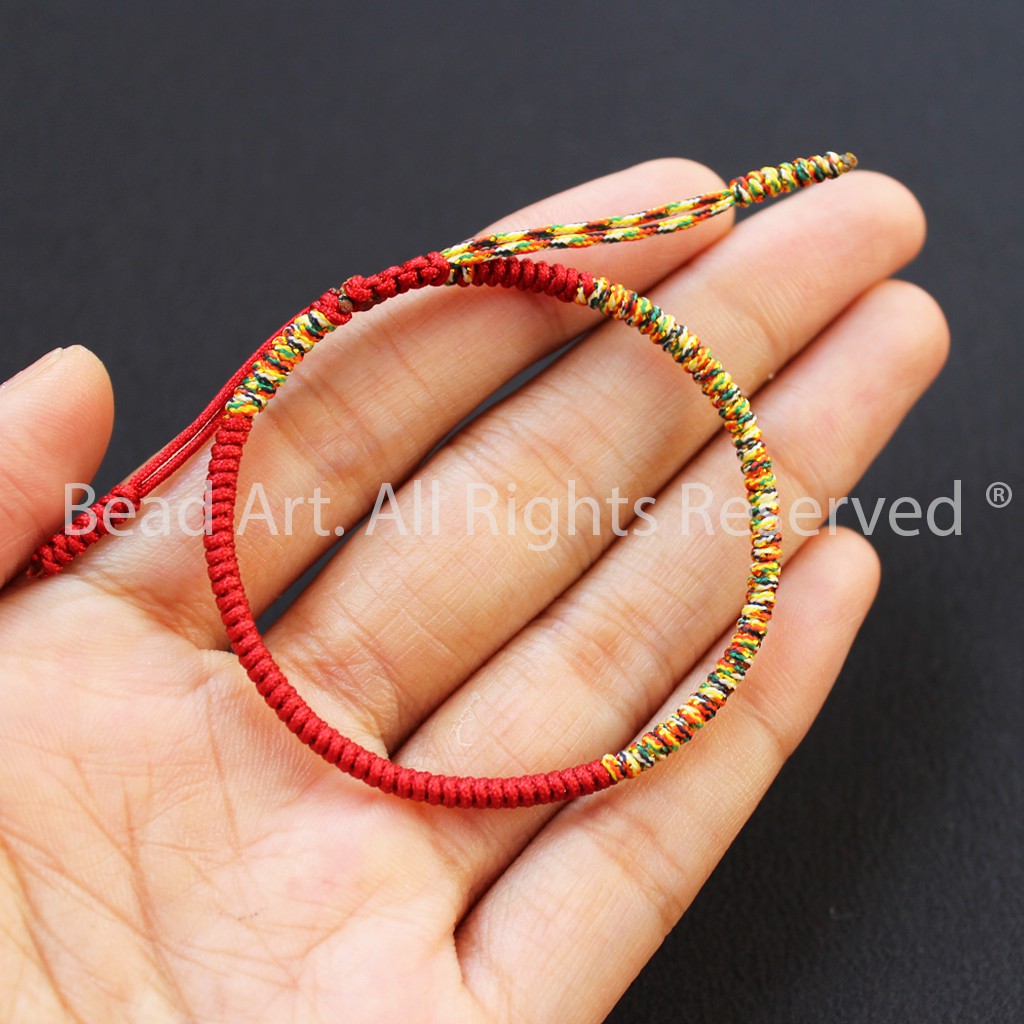 Vòng Tay Thắt Dây Thủ Công Tibet Handmade (Đỏ Ngũ Sắc), Vòng Tay Phong Thuỷ, Chuỗi Hạt S50 - Bead Art