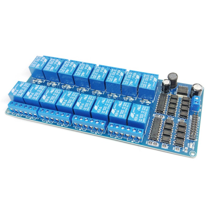 Bảng Mạch Giao Diện DC 5V 12V 16 Kênh Kèm Bộ Nguồn LM2576 Tự Lắp Ráp arduino