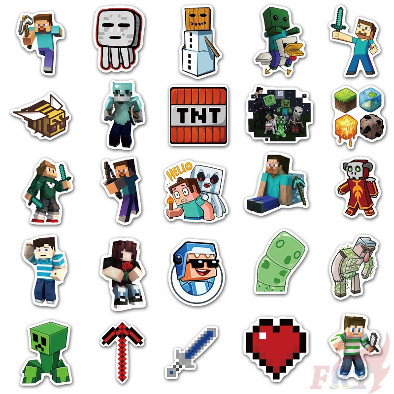 Set 50 sticker trang trí họa tiết Minecraft - Series 01 độc đáo đáng yêu