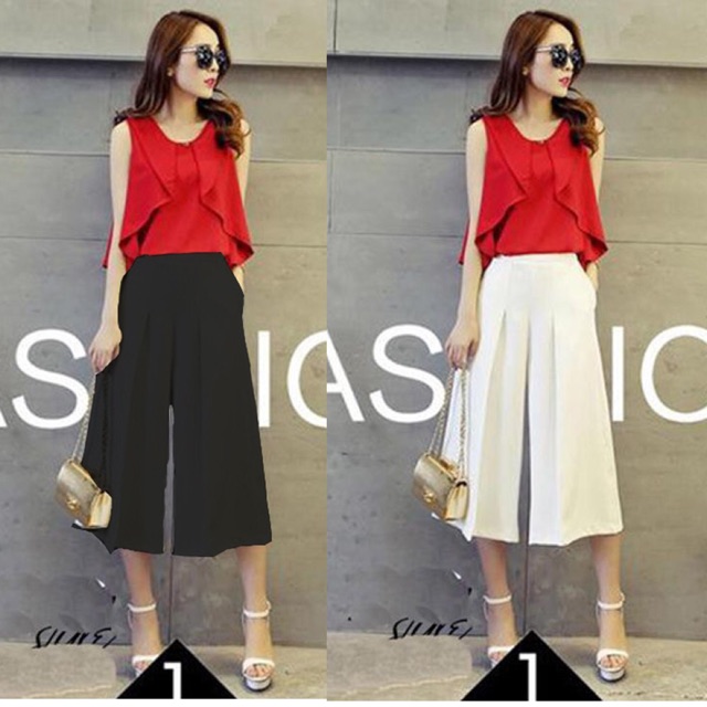 Quần Culottes Xếp Ly Cách Điệu