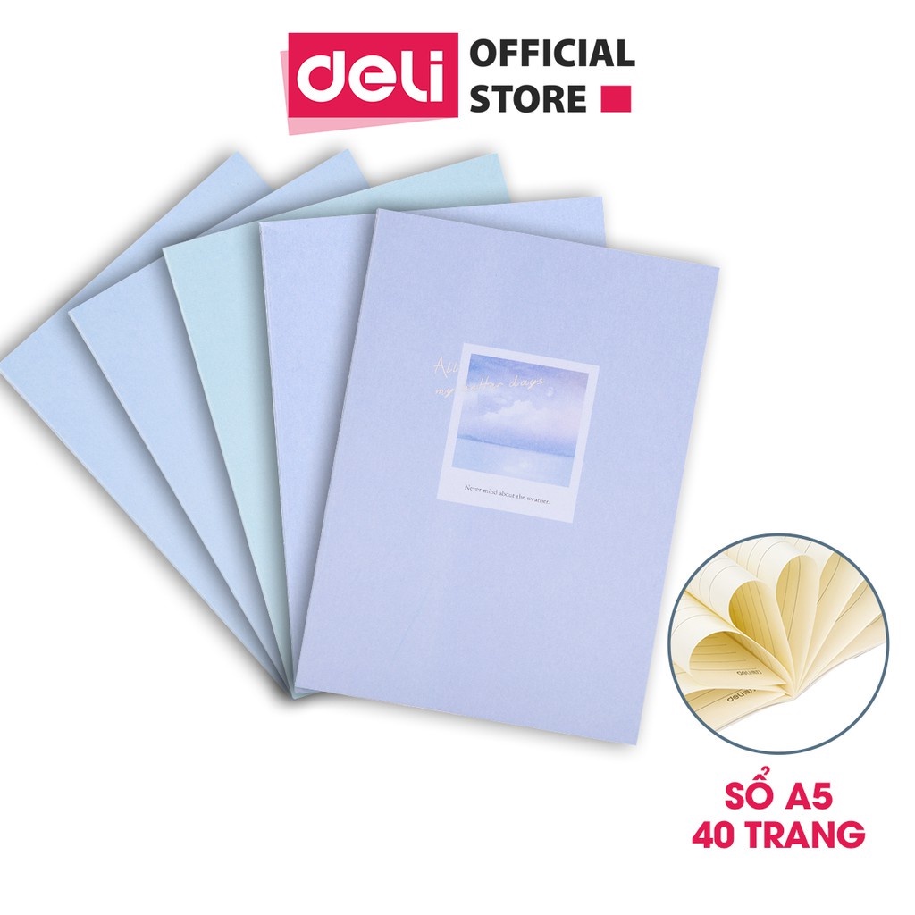 Sổ tay ghi chép khâu gáy A5 Deli 40 trang - 1 quyển - Màu ngẫu nhiên - PFA540