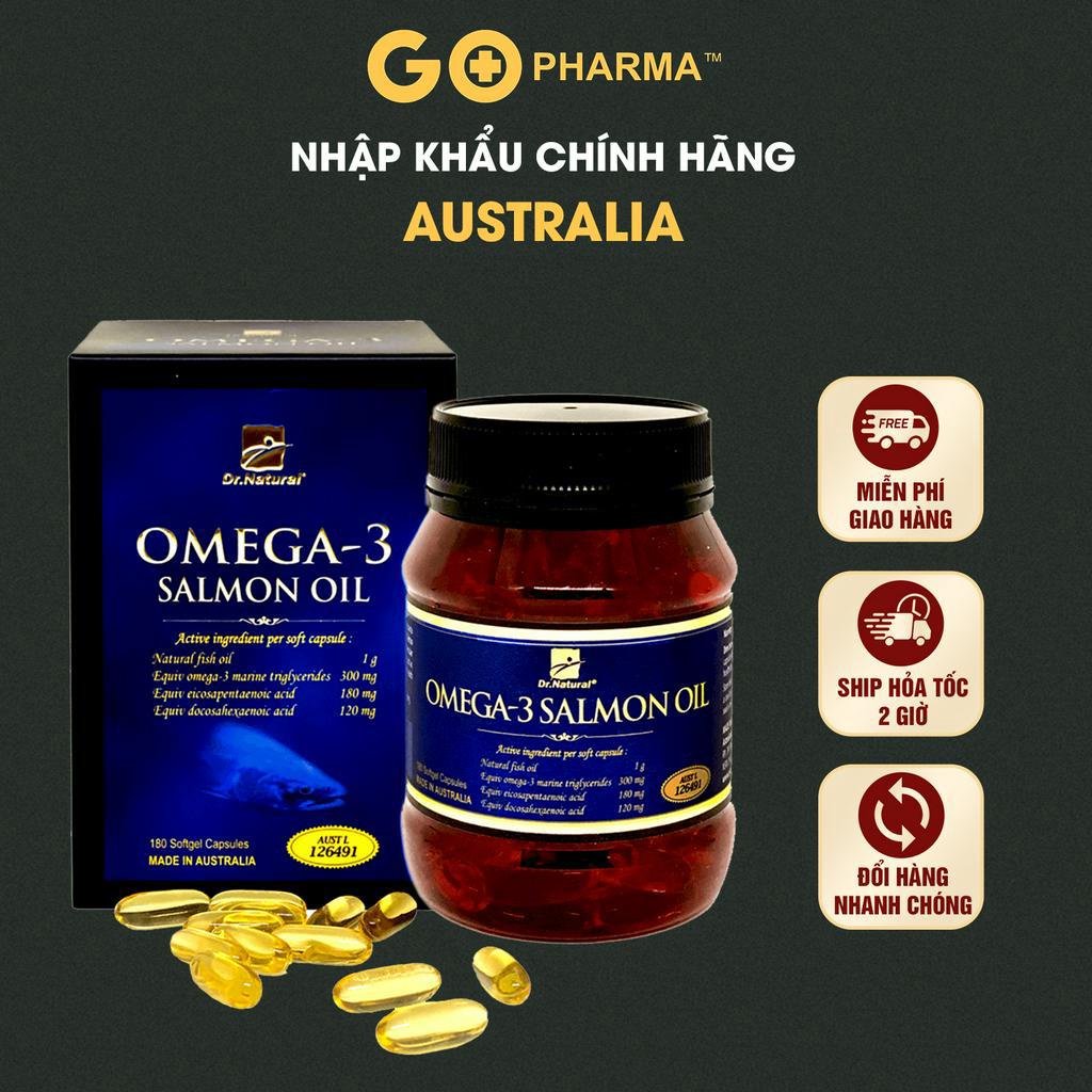 Viên dầu cá Hồi Úc Dr Natural Omega 3 Salmon Oil cung cấp Omega 3 giúp bổ não, sáng mắt, giảm mỡ máu 90 viên và 180 viên