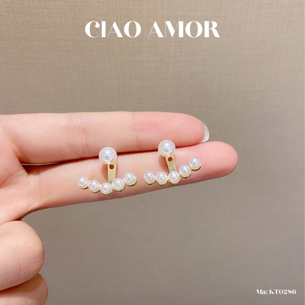 Khuyên tai nữ, Bông tai ngắn đính ngọc vành tai thanh lịch Trang sức Ciao Amor - KT0286