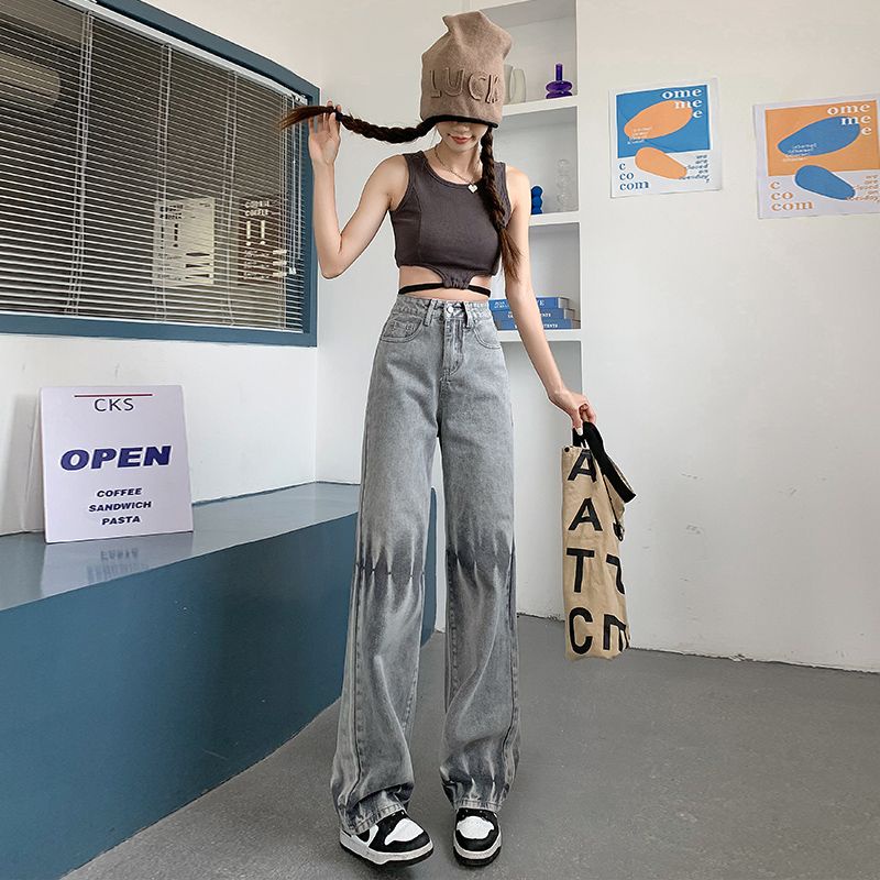 quần jeans nữ ống xuông cạp cao độc lạ ảnh thật cuối ạ