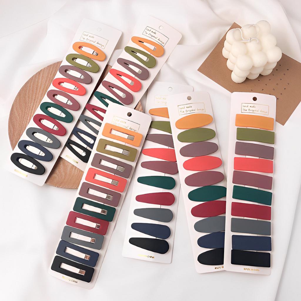 Set 10 Kẹp Tóc/ Cặp Tóc Phủ Màu Nhám Lì Dễ Thương