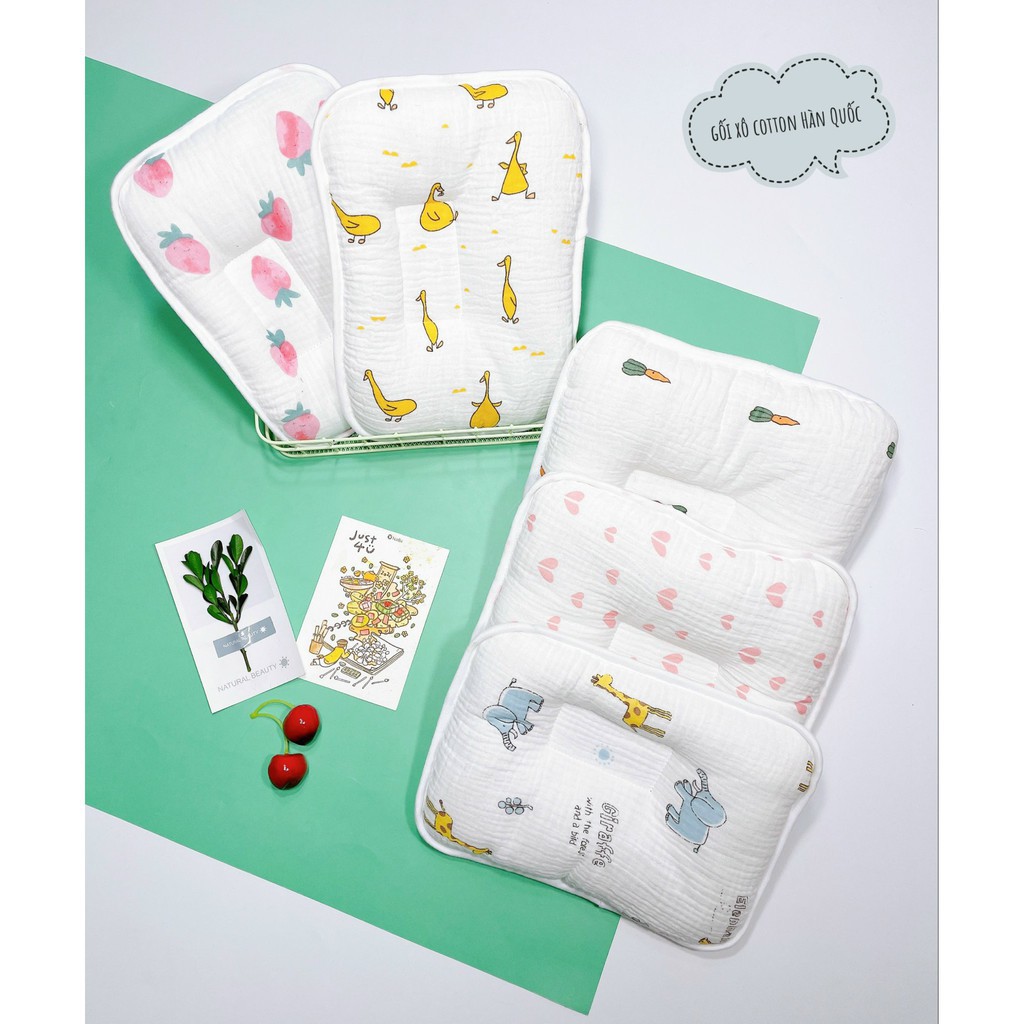 Gối xô nhăn cotton Woori, gối xô xuất Hàn cho bé sơ sinh