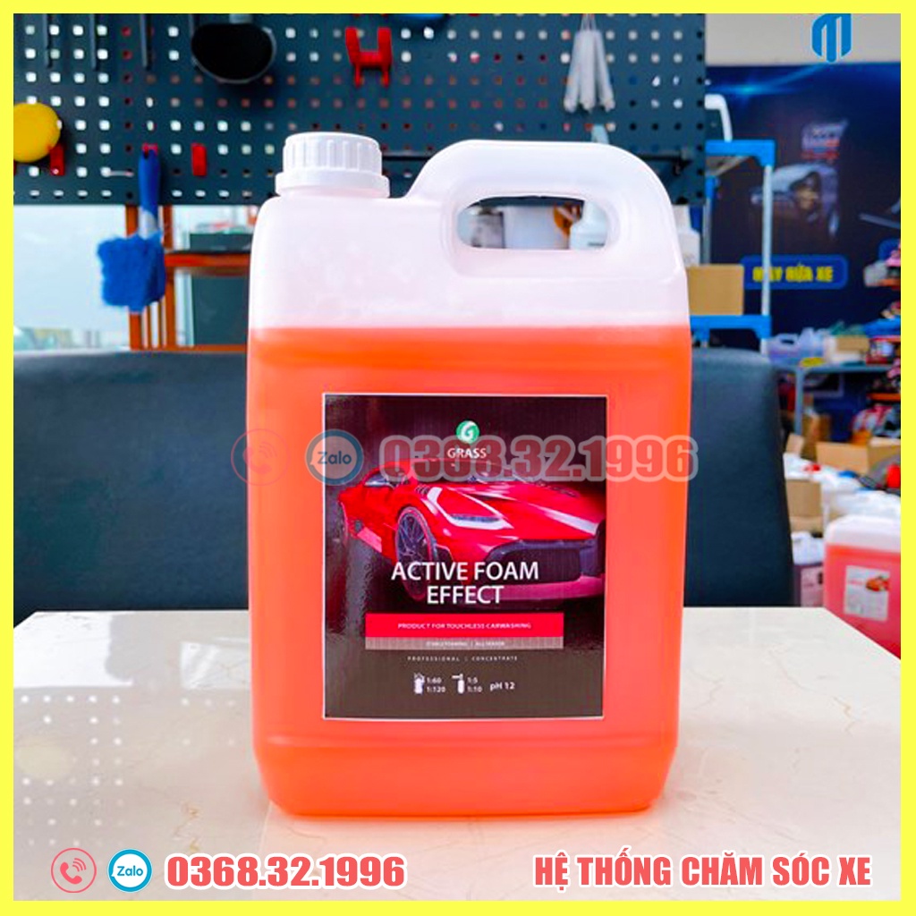 Dung Dịch Rửa Xe Không Chạm - Nước Rửa Xe Ô Tô, Xe Máy Siêu Tập Trung Active Foam Effect 5L(Tặng 02 khăn lau xe)