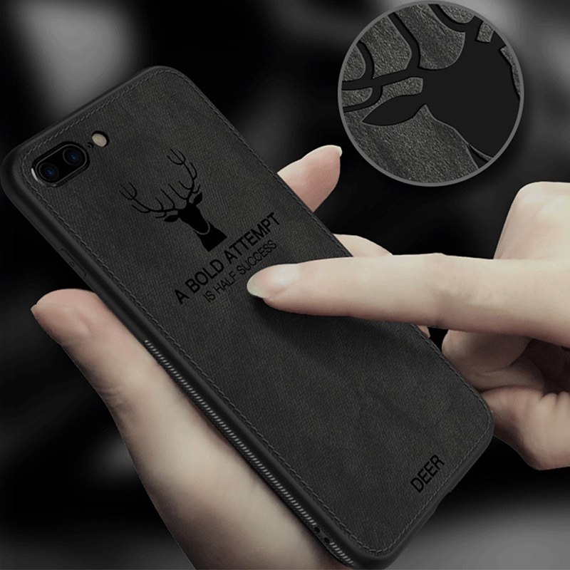 Soft TPU edge Canvas Embossed Deer Phone Case For Iphone X XR 7plus 8 | BigBuy360 - bigbuy360.vn