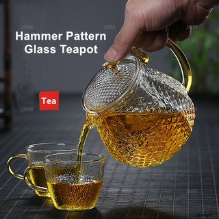 Bộ ấm trà và ấm trà bằng kính chịu nhiệt họa tiết búa và hoa
