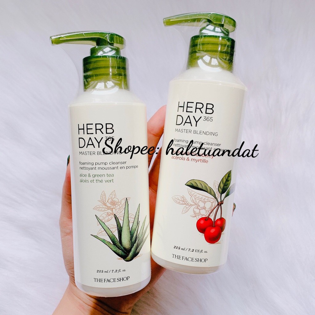 SỮA RỬA MẶT HERB DAY 365 CLEANSING FOAM 215ML CÓ VÒI