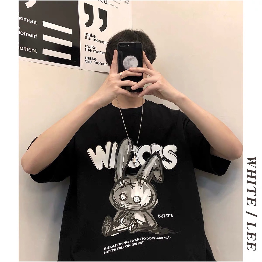 Áo thun tay lỡ nam nữ Thỏ Xám form rộng unisex oversize vải cotton xượt poli co giãn thấm hút tốt OZTT10 | BigBuy360 - bigbuy360.vn