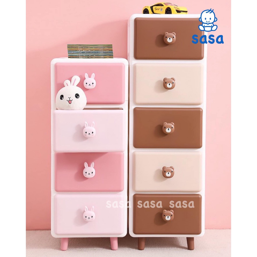 Tủ ngăn kéo nhiều tầng gấu Brown &amp; Cony có cả 3 - 4 - 5 tầng - Kệ tủ đựng đồ chơi, quần áo, vật dụng cho bé