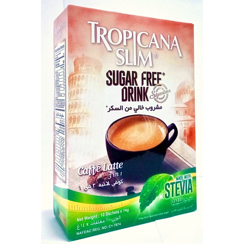 Combo 6 hộp cà phê ăn kiêng không đường chiết xuất từ lá cỏ ngọt Tropicana Slim Latte 140g (10 x 14g)