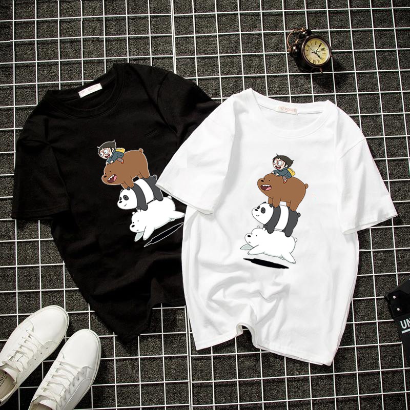 Áo thun unisex form rộng 3 chú gấu đáng yêu thời trang cá tính vải dày mịn 2019T1368