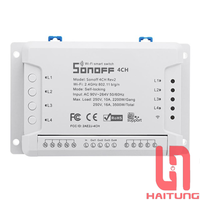 Công tắc thông minh Sonoff 4CH R2 điều khiển từ xa qua WIFI, 3G, 4G