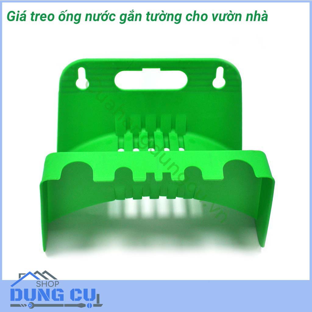 Giá cuốn dây tưới vườn treo tường màu xanh