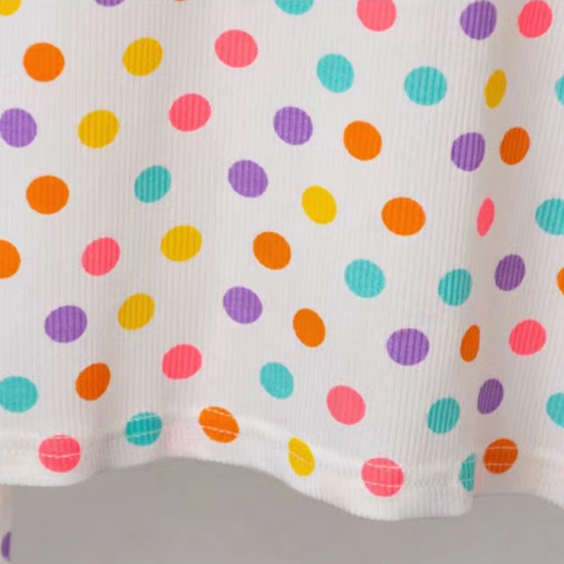 Set Áo Thun Tay Ngắn &amp; Quần Short Chấm Bi Cho Bé Gái Từ 1-8 Tuổi