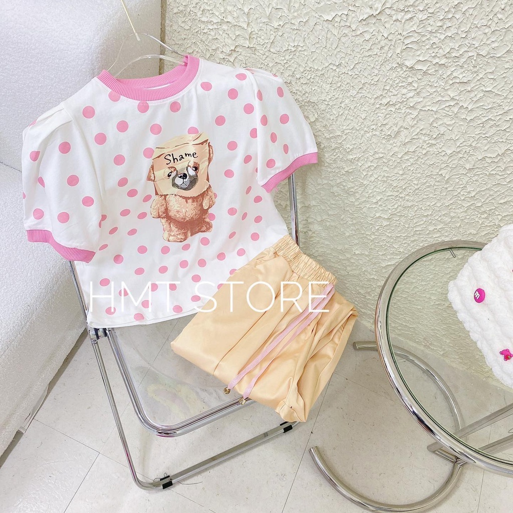 Set gấu shame tay phồng quần kaki