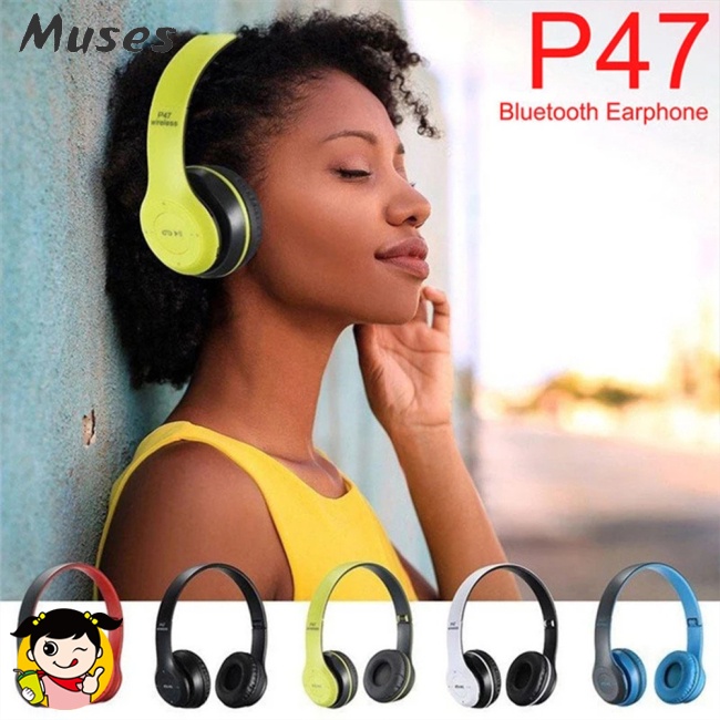 Tai Nghe Bluetooth Không Dây P47 Có Thể Gập Lại Kèm Mic Tương Thích Với Điện Thoại Di Động Xiaomi Iphone Sumsamg