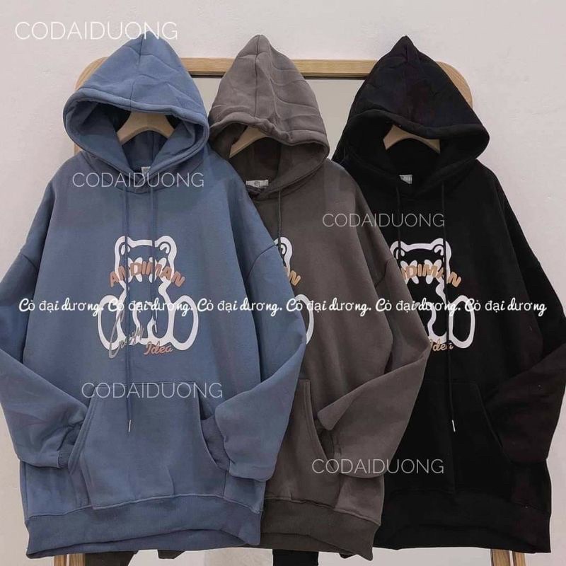 Áo hoodie from rộng [CÓ ẢNH THẬT] chất nỉ ngoại cao cấp Gấu ngồi