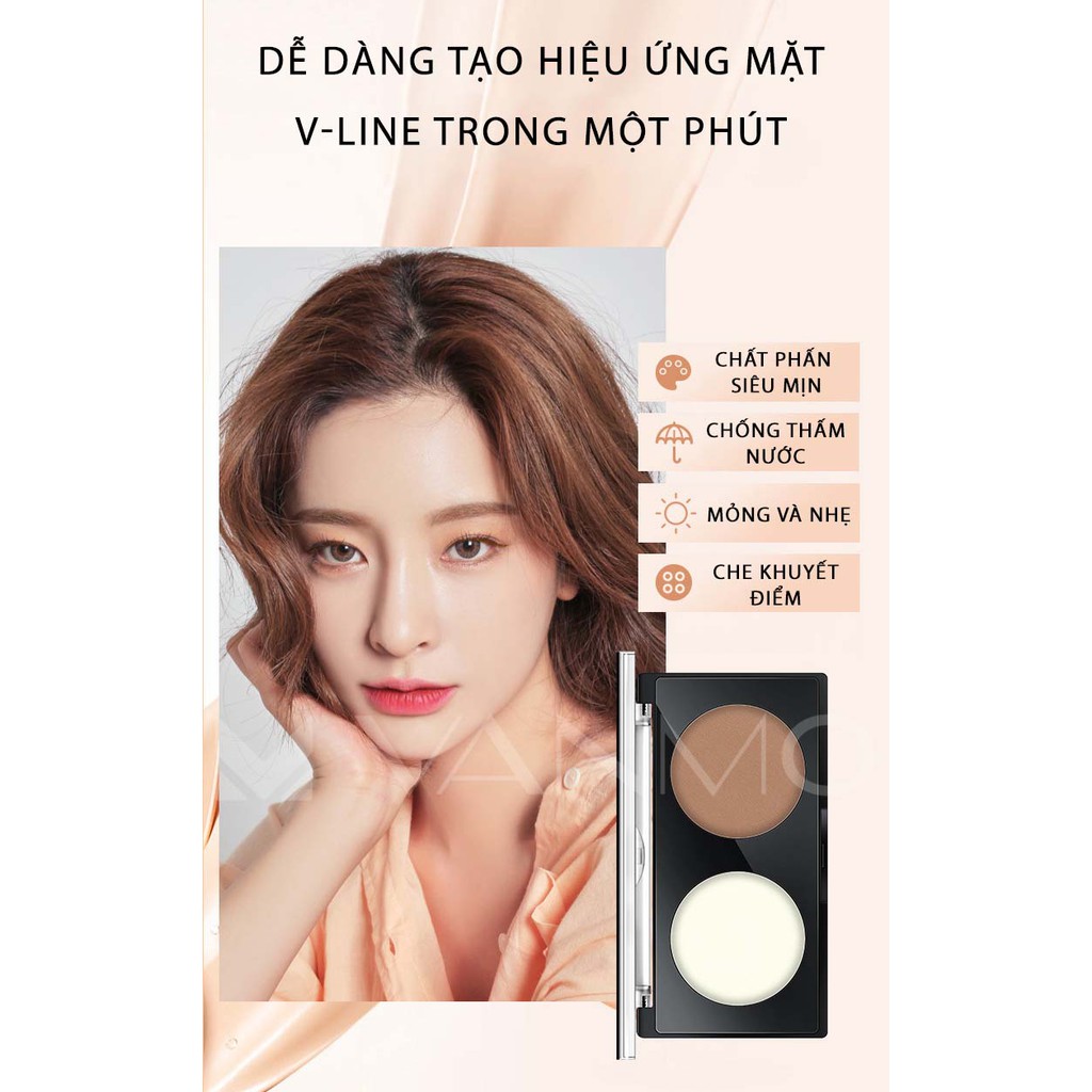 Phấn Tạo Khối Highlight Bắt Sáng 2 Màu Tone Sáng, Tối Tạo Đường Nét Trên Khuôn Mặt