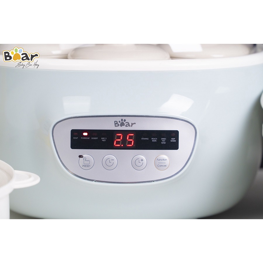 Nồi Nấu Cháo Cho Bé_Nồi Nấu Chậm_Hầm Cháo Đa Năng, Kèm Lồng Hấp_Bear Dung Tích 0.8L- 1L - 1,6L - 2,5L- Bảo Hành 18 Tháng