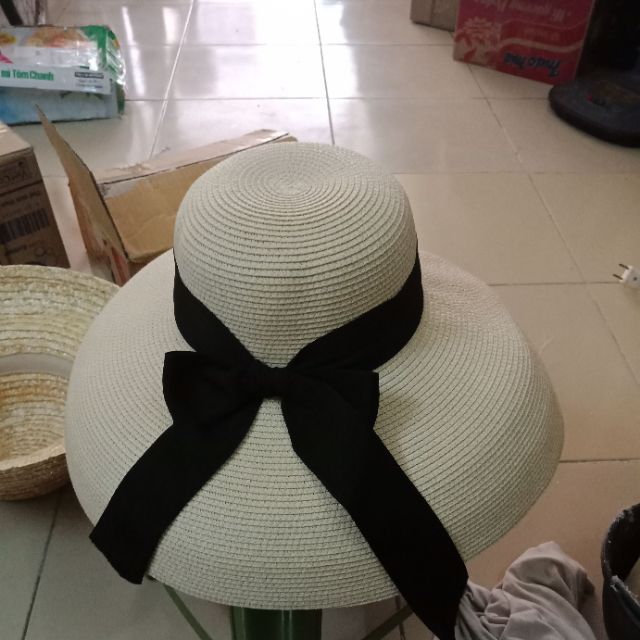 Mũ lồng đèn vành rộng size to nơ vintage sang chảnh