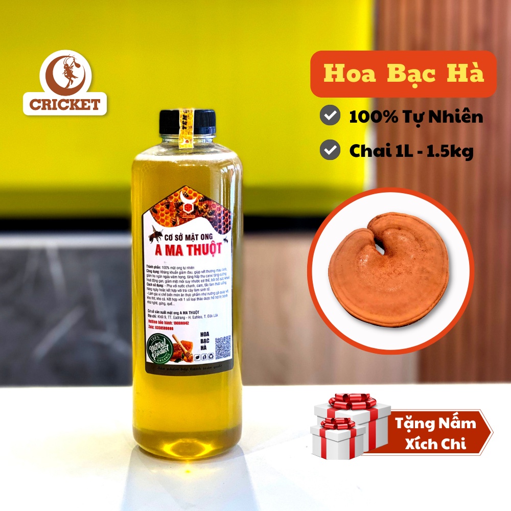 Mật Ong Bạc Hà Nguyên Chất 1L  - 100% mật ong tự nhiên hàng loại 1 chất đặc sánh  - CRICKET
