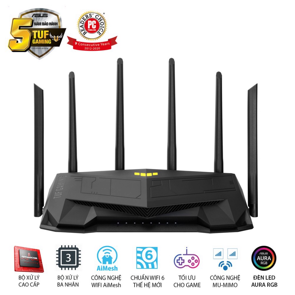 Bộ phát wifi (Router) ASUS TUF Gaming Băng Tần Kép TUF-AX5400 | Wifi 6 (802.11ax) | AiMesh WIFI Mesh | MU-MIMO |