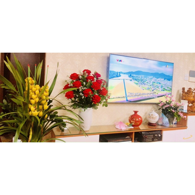 [Quà sinh nhật -quà mưng tân gia]_Bình Hoa Hồng đỏ nhung lụa cao cấp bông to