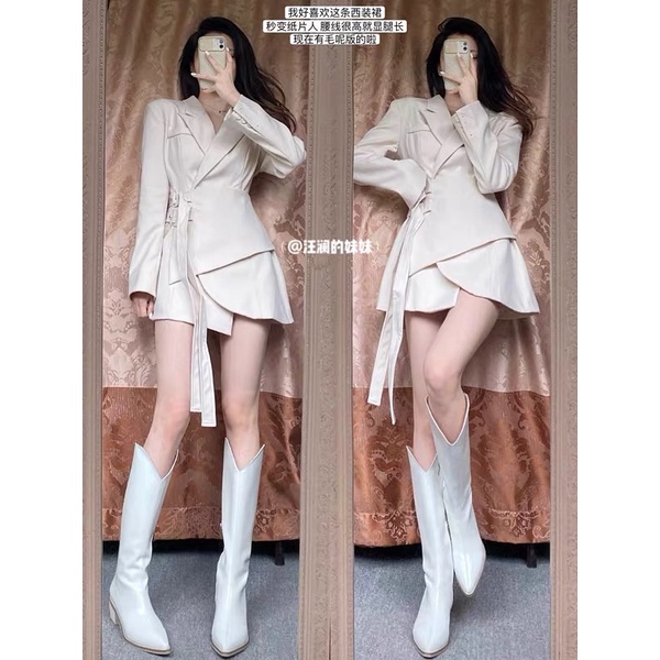 Váy có đai chít eo ngang hông hai màu đen trắng dễ phối đồ cho nữ