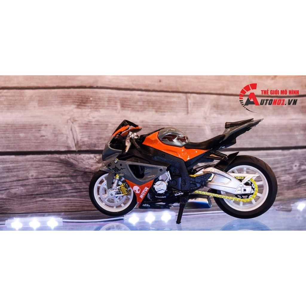 MÔ HÌNH XE BMW S1000RR ĐỘ HÀM CÁ MẬP GRAY - ORANGE - ĐỘ PÔ SC AUTONO1 D143