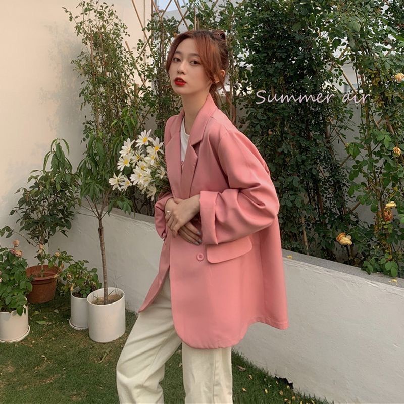 Áo Khoác Vest Mỏng Dáng Rộng Màu Tím Thời Trang Xuân Thu 2021 Phong Cách Retro Mới Cho Nữ