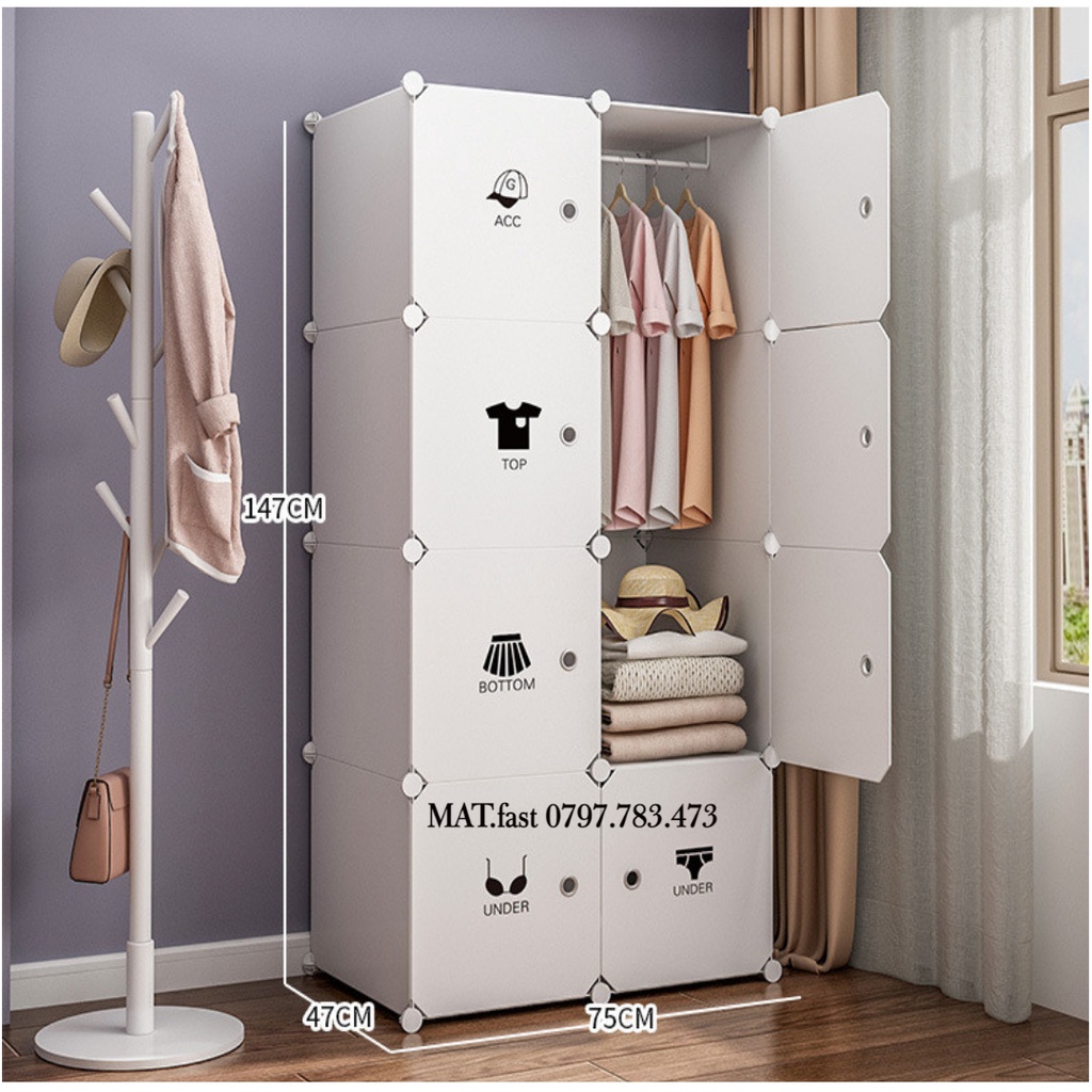 [ MỚI VỀ ] TỦ NHỰA LẮP GHÉP GIÁ RẺ 8 Ô QUẦN ÁO ĐA NĂNG TẶNG THANH TREO
