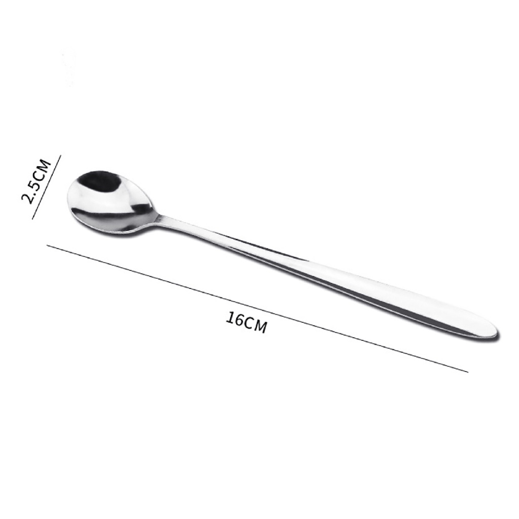 Set 2 Muỗng Cà Phê Cán Dài Bằng Thép Không Gỉ