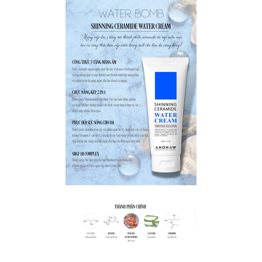 Kem dưỡng cấp nước, căng bóng Ahohaw Prestige Solution  chính hãng