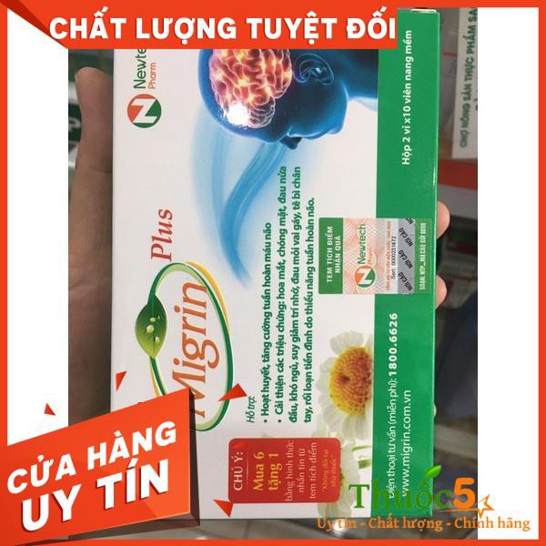 Migrin Plus viên uống hỗ trợ tuần hoàn não hộp 20 viên