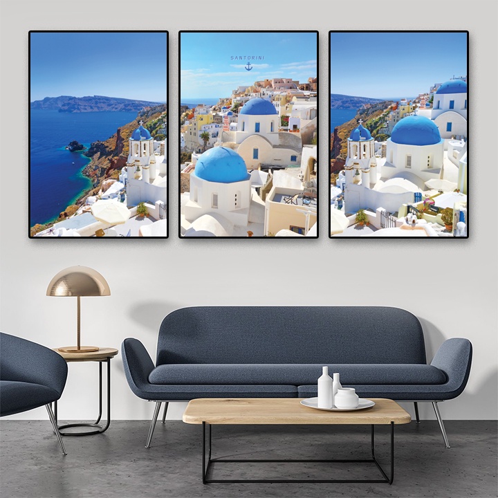 Bộ 3 Tranh Treo Tường Biển Xanh, Trang trí phòng khách đẹp mắt, sống động | Tranh decor 3H