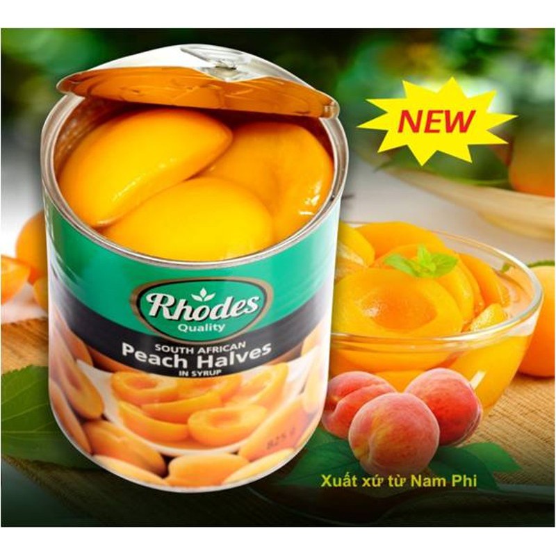 Đào ngâm nước đường Rhodes - Peach Halves In Syrup - lon 825g