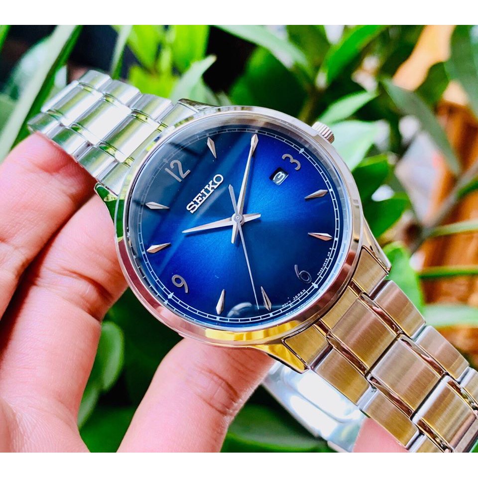 Đồng hồ nam Seiko SGEH89P1 Chính Hãng Nhật Bản - Dây Thép Không Rỉ - Mặt Xanh Sunray