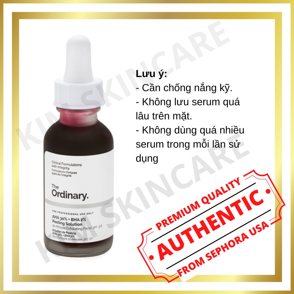 The Ordinary BHA 2% AHA 30% Peeling Solution Tẩy Tế Bào Chết Serum Sáng Da Mờ Thâm Se Khít Lỗ Chân Lông