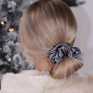 Chun buộc tóc scrunchie lụa Màu Bạc